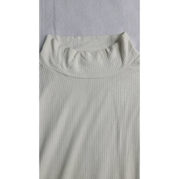 Audele Mock Neck Long Sleeve Top Eyelet Detail Ivory White Size L 2291 - Picture 5 of 7